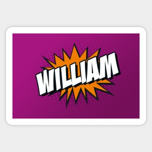 Personalised 'William' Kapow Wow Cartoon Comic Design Sticker